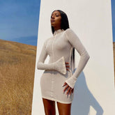 See-Through Dresses With Long Sleeves Cover The Hips - kinko